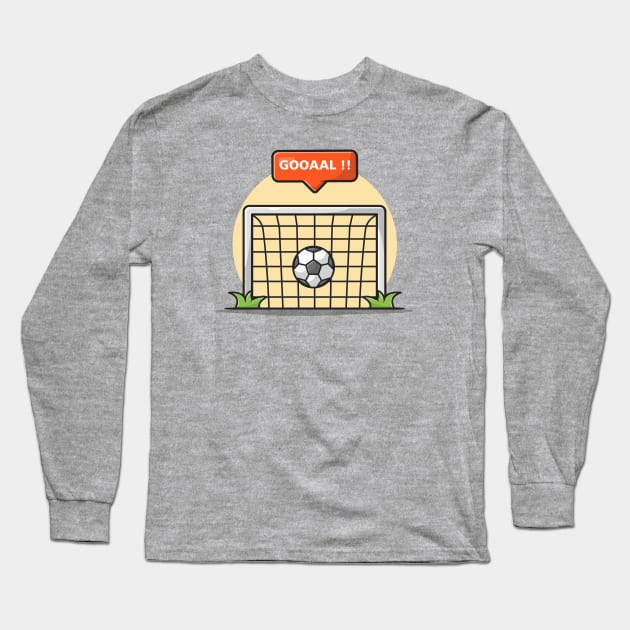 Soccer Field With Goal Sign Cartoon Vector Icon Illustration Long Sleeve T-Shirt by Catalyst Labs